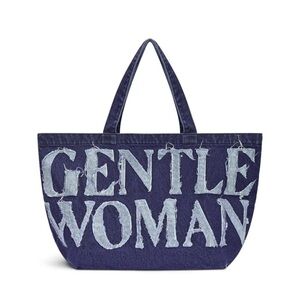 GENTLEWOMAN DENIM NAVY TOTE BAG RUGGED LOGO NWT